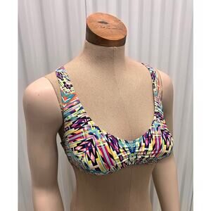 Kenneth Cole Reaction Medium Women's Swim Top Crossback Colorful Aztec Southwest